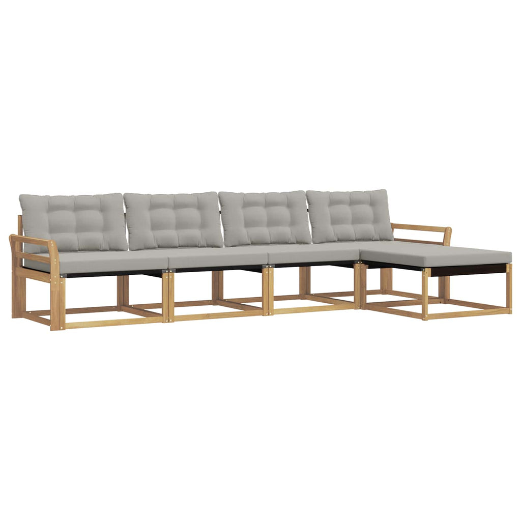 Outdoor-Sofagarnitur mit Kissen 5 pcs Weiß und Hellgrau