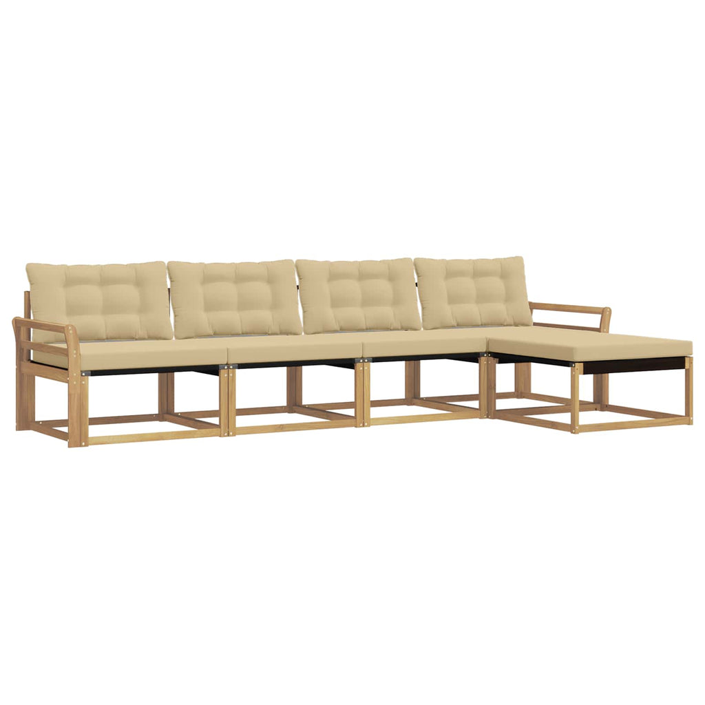 Outdoor-Sofagarnitur mit Kissen 5 pcs Weiß und Beige