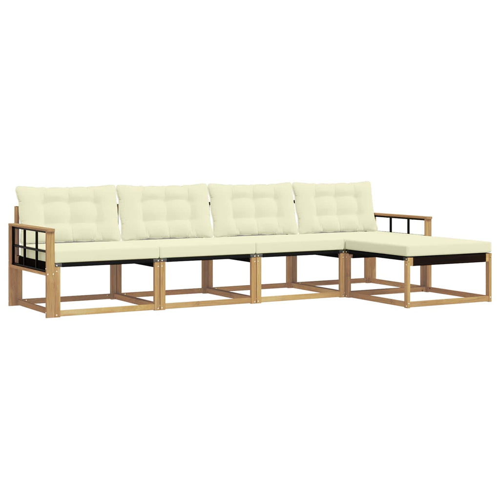 Outdoor-Sofagarnitur mit Kissen 5 pcs Weiß und Creme
