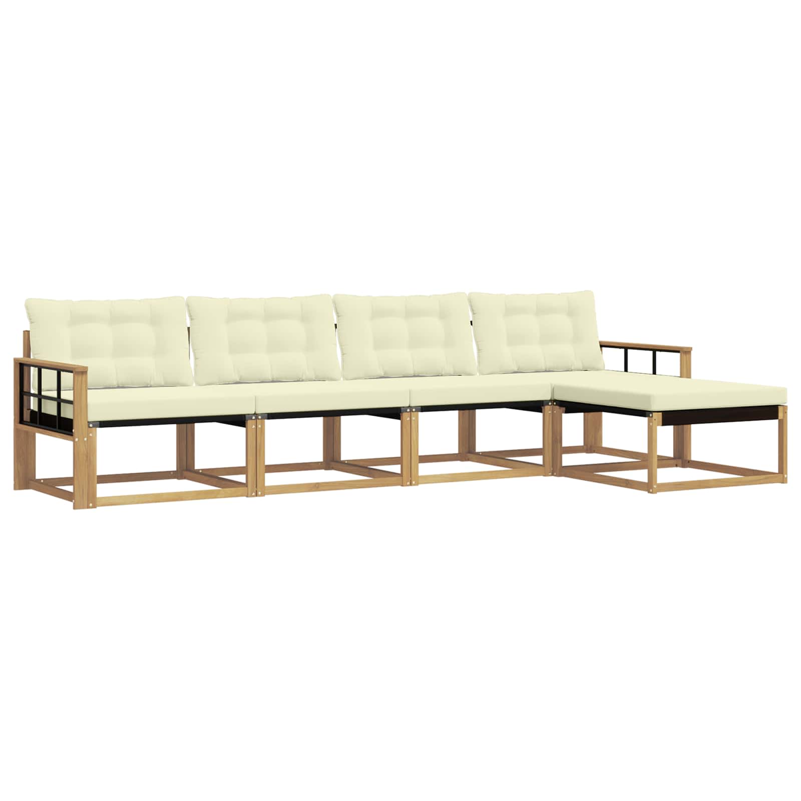 Outdoor-Sofagarnitur mit Kissen 5 pcs Weiß und Creme