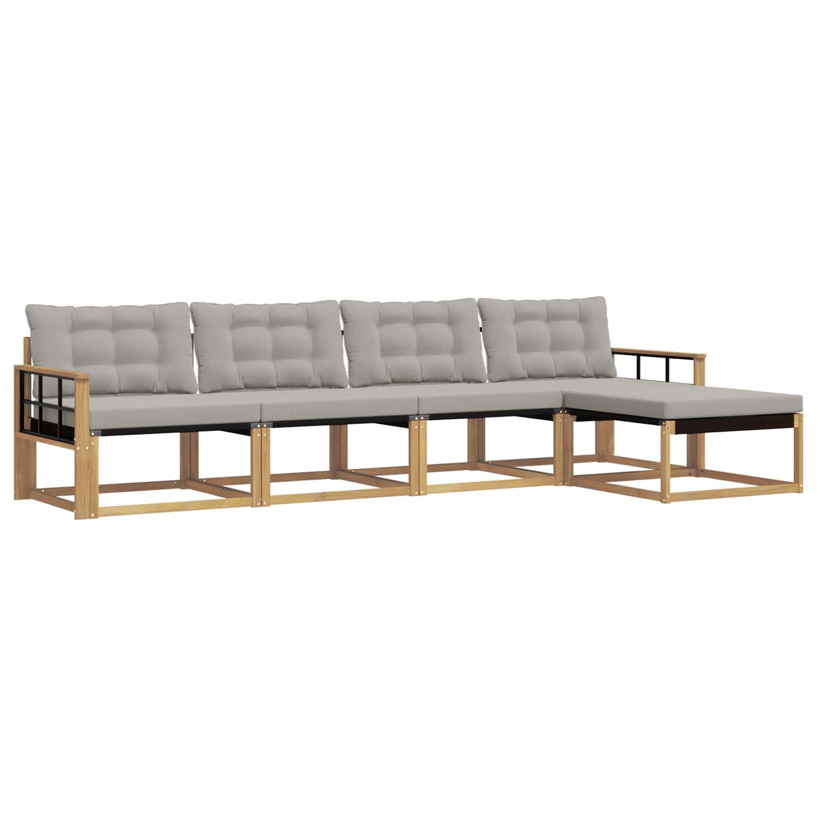 Outdoor-Sofagarnitur mit Kissen 5 pcs Weiß und Hellgrau