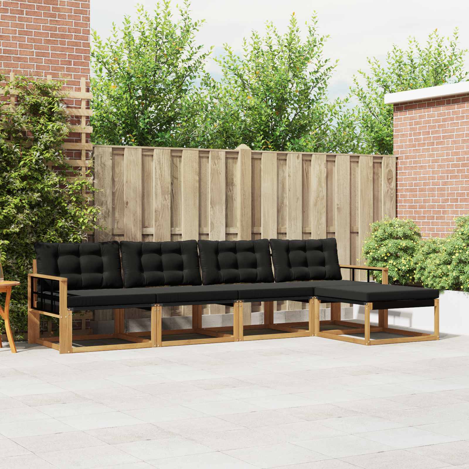 Outdoor-Sofagarnitur mit Kissen 5 pcs Weiß und Schwarz