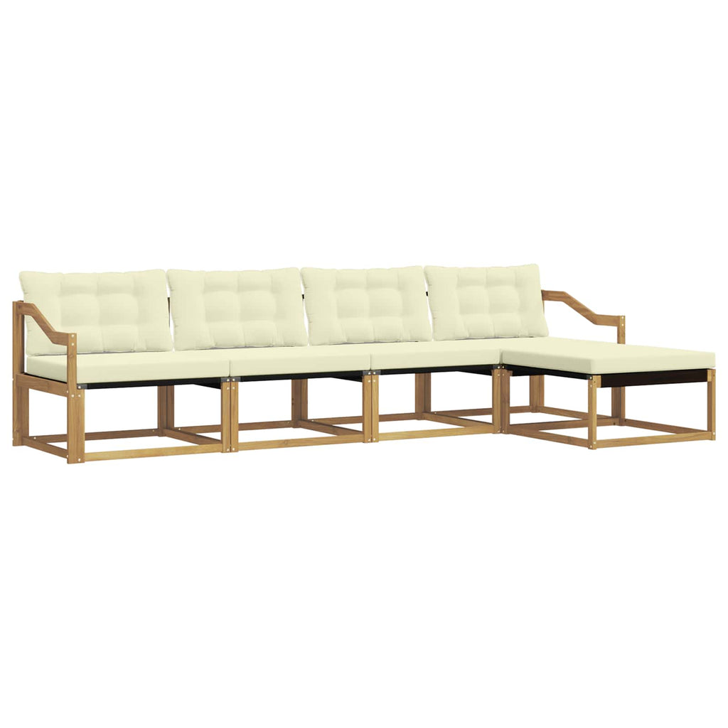 Outdoor-Sofagarnitur mit Kissen 5 pcs Weiß und Creme