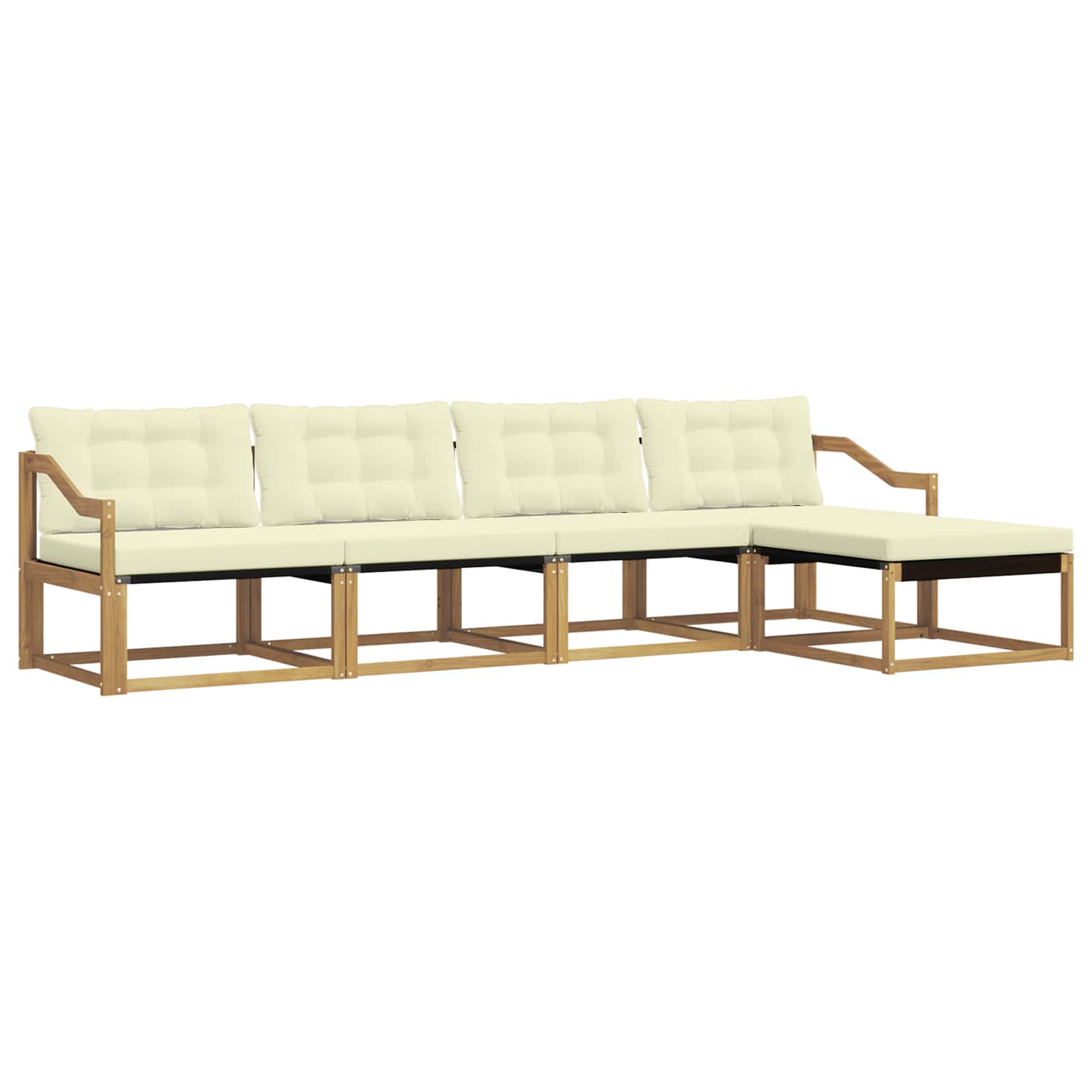 Outdoor-Sofagarnitur mit Kissen 5 pcs Weiß und Creme