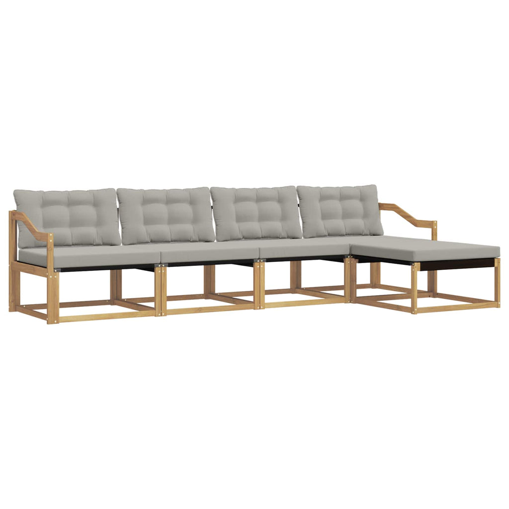 Outdoor-Sofagarnitur mit Kissen 5 pcs Weiß und Hellgrau