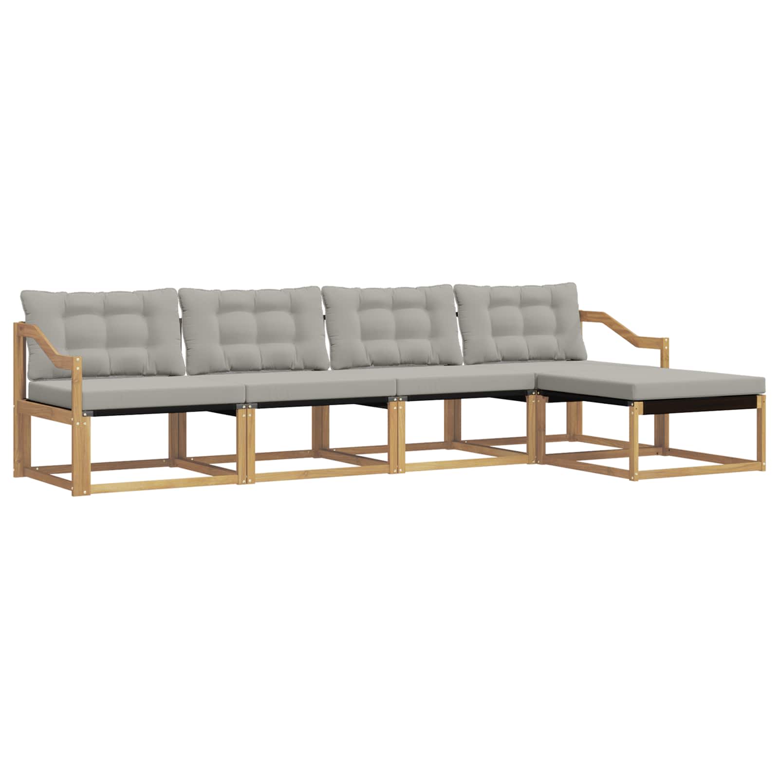 Outdoor-Sofagarnitur mit Kissen 5 pcs Weiß und Hellgrau