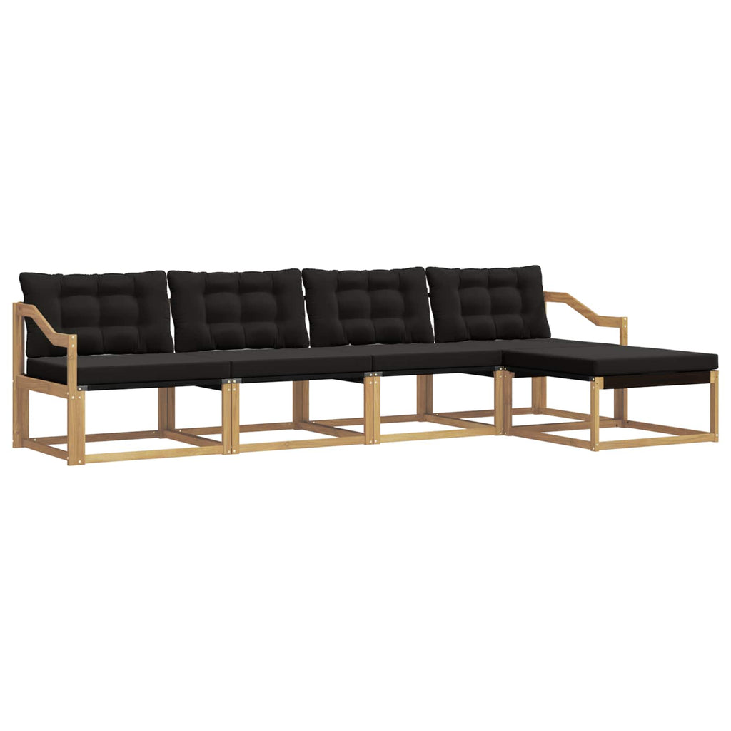 Outdoor-Sofagarnitur mit Kissen 5 pcs Weiß und Schwarz