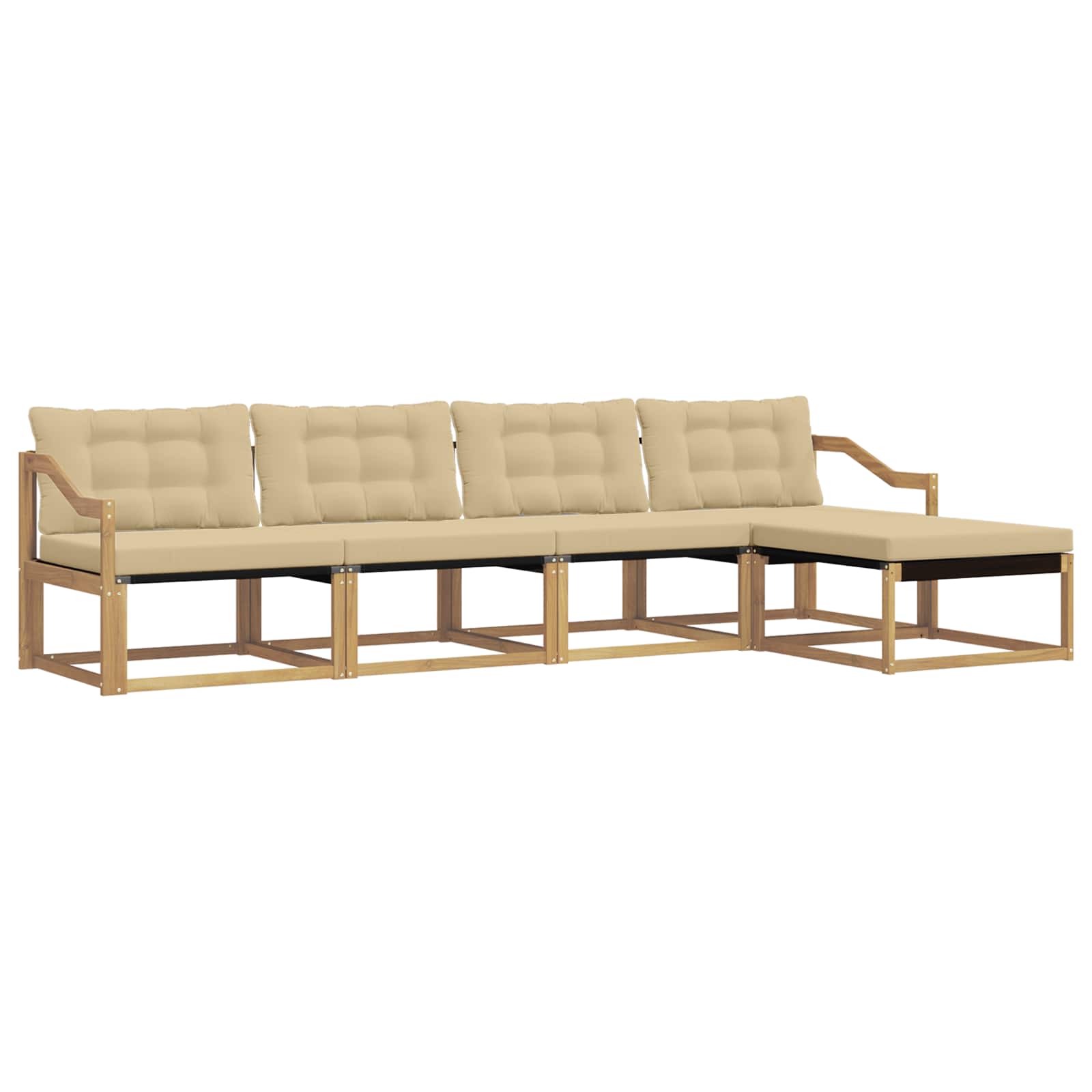 Outdoor-Sofagarnitur mit Kissen 5 pcs Weiß und Beige