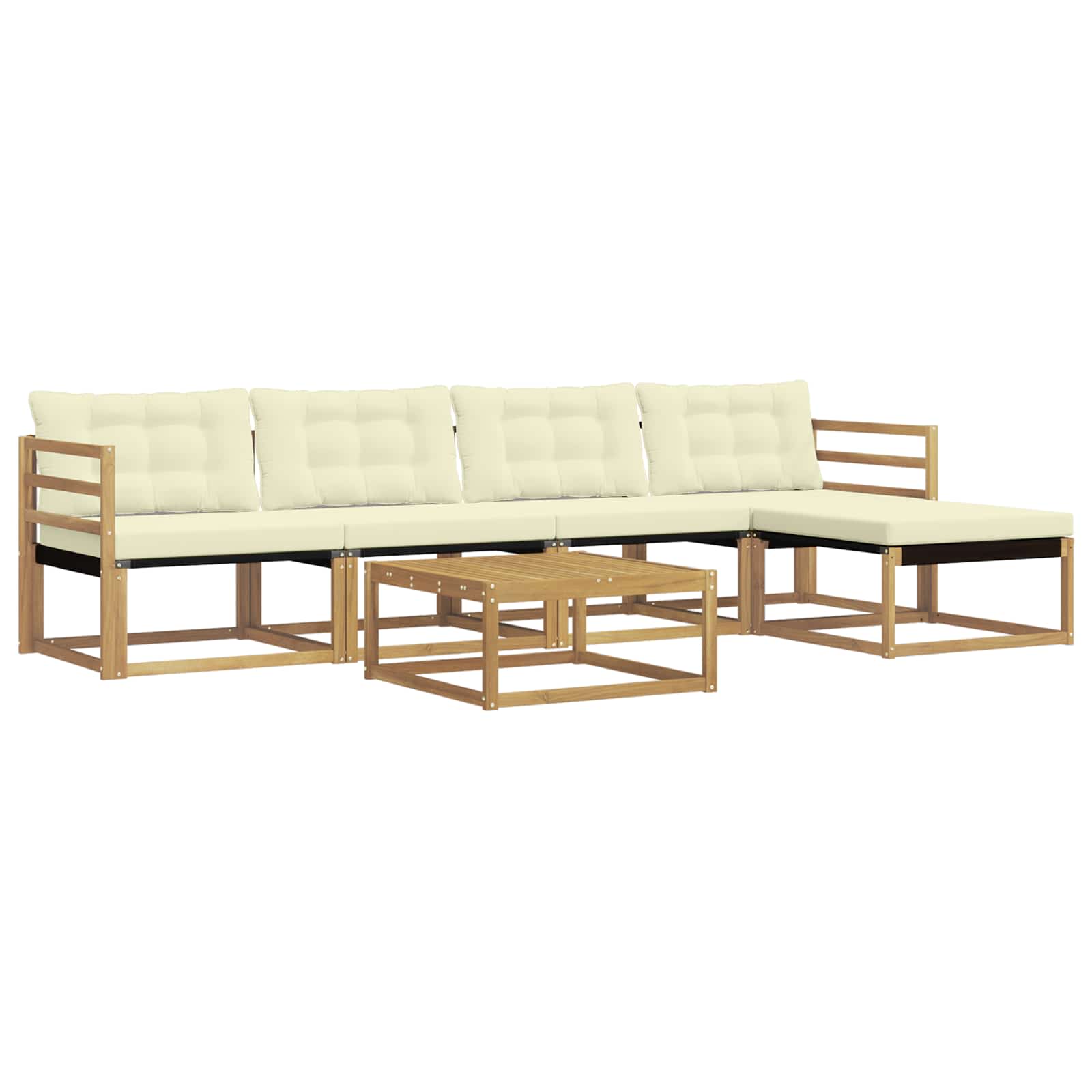 Outdoor-Sofagarnitur 6 pcs Weiß und Creme