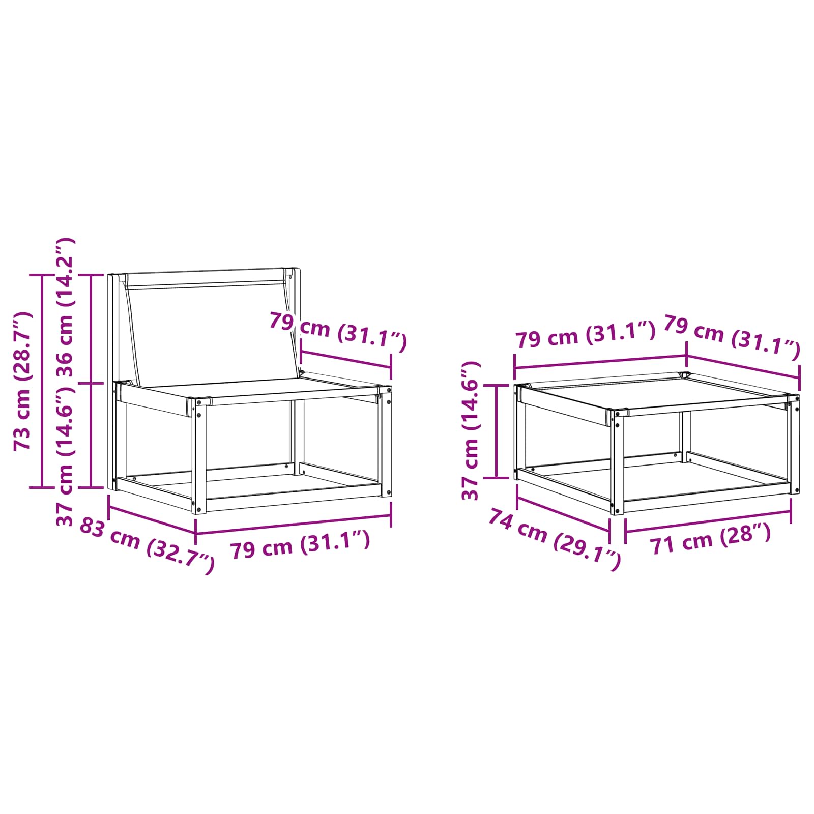 Outdoor-Sofagarnitur 6 pcs Weiß und Beige