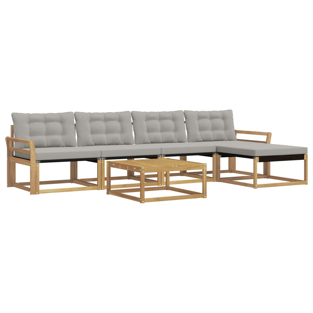 Outdoor-Sofagarnitur 6 pcs Weiß und Hellgrau