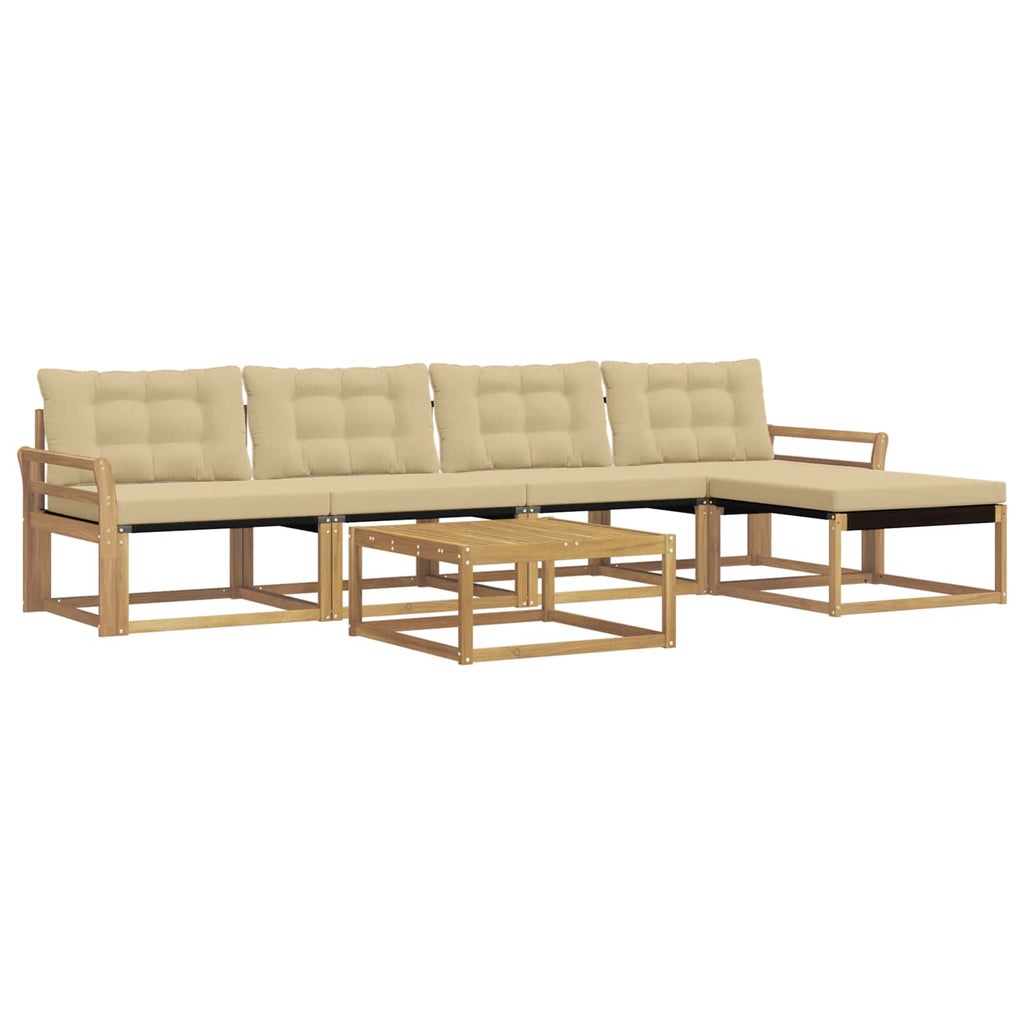 Outdoor-Sofagarnitur 6 pcs Weiß und Beige 79 x 79 x 37 cm