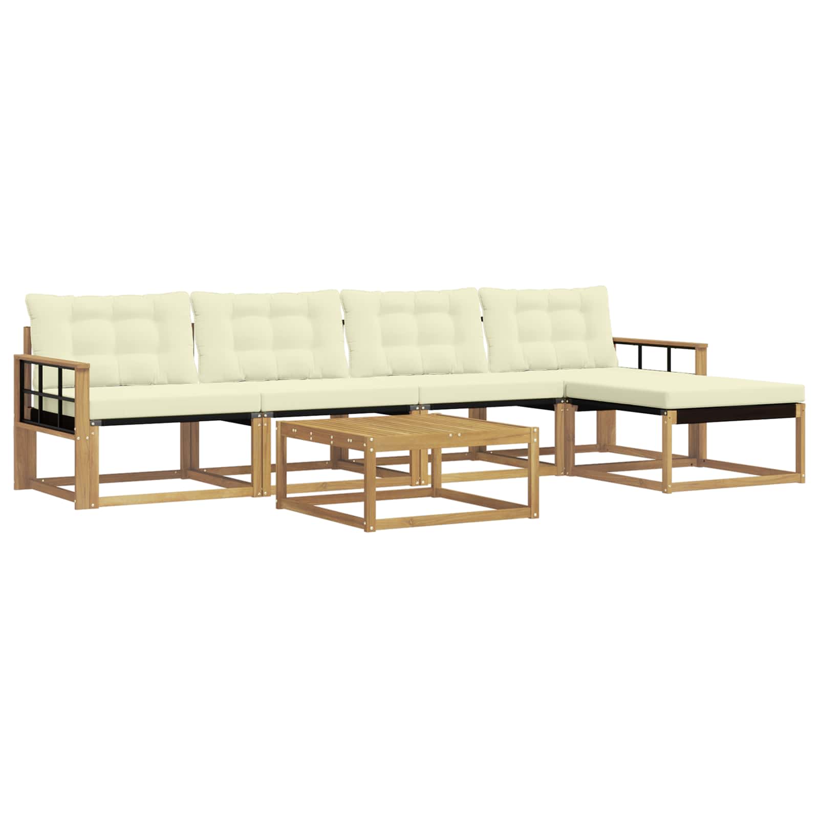 Outdoor-Sofagarnitur 6 pcs Weiß und Creme