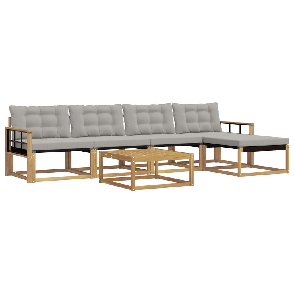 Outdoor-Sofagarnitur 6 pcs Weiß und Hellgrau
