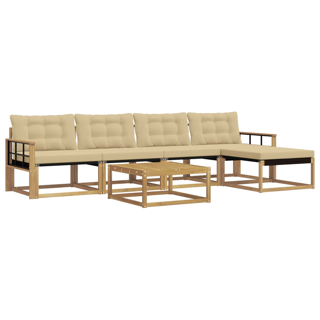 Outdoor-Sofagarnitur 6 pcs Weiß und Beige 79 x 79 x 37 cm