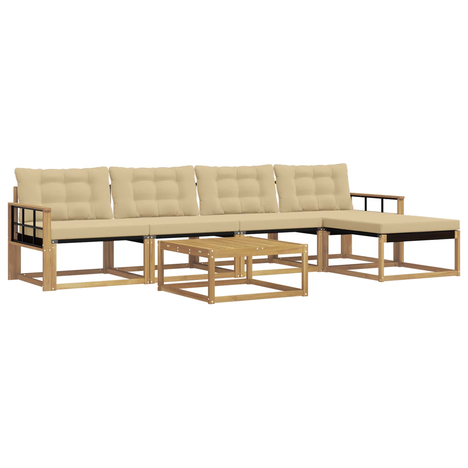 Outdoor-Sofagarnitur 6 pcs Weiß und Beige 79 x 79 x 37 cm