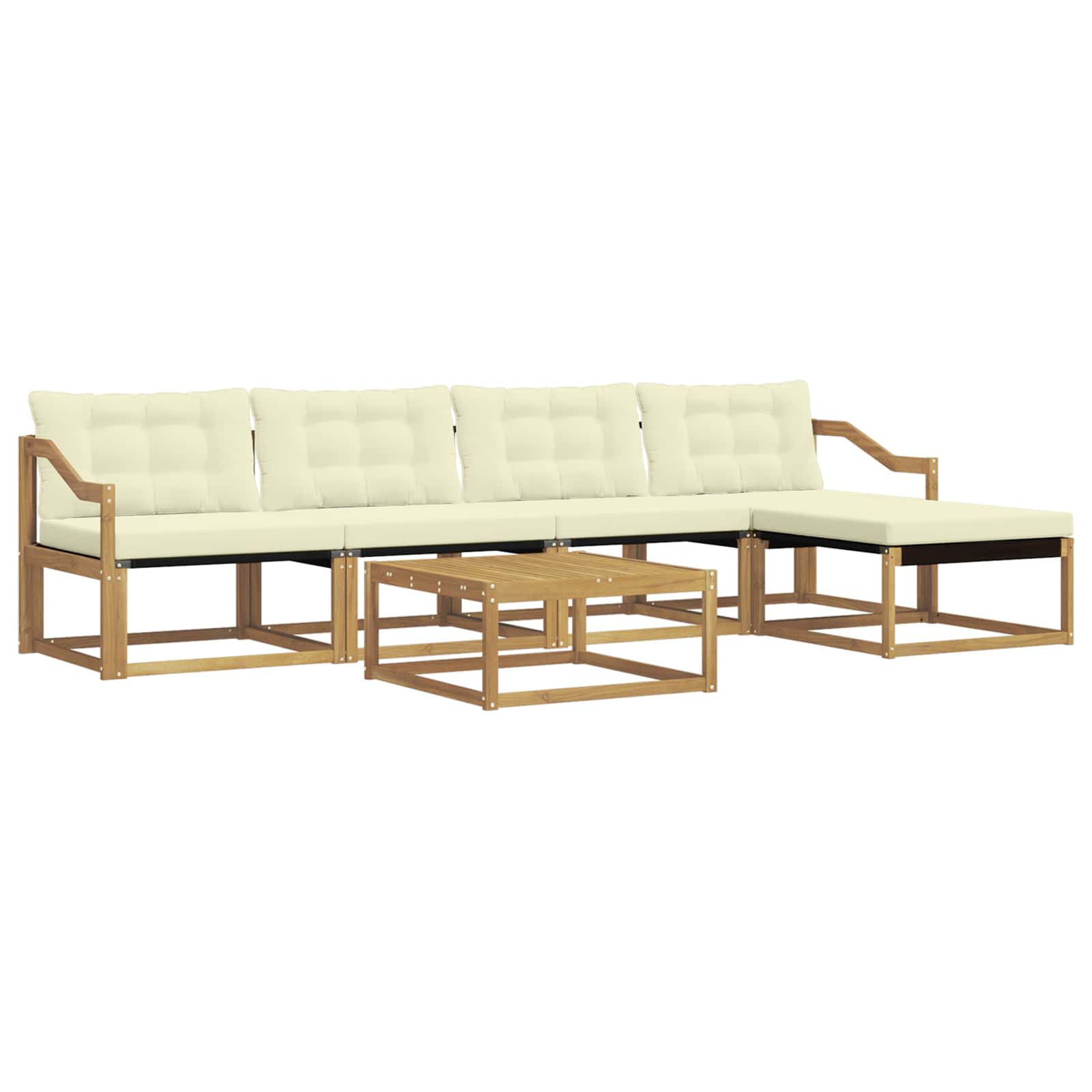 Outdoor-Sofagarnitur 6 pcs Weiß und Creme 79 x 79 x 37 cm