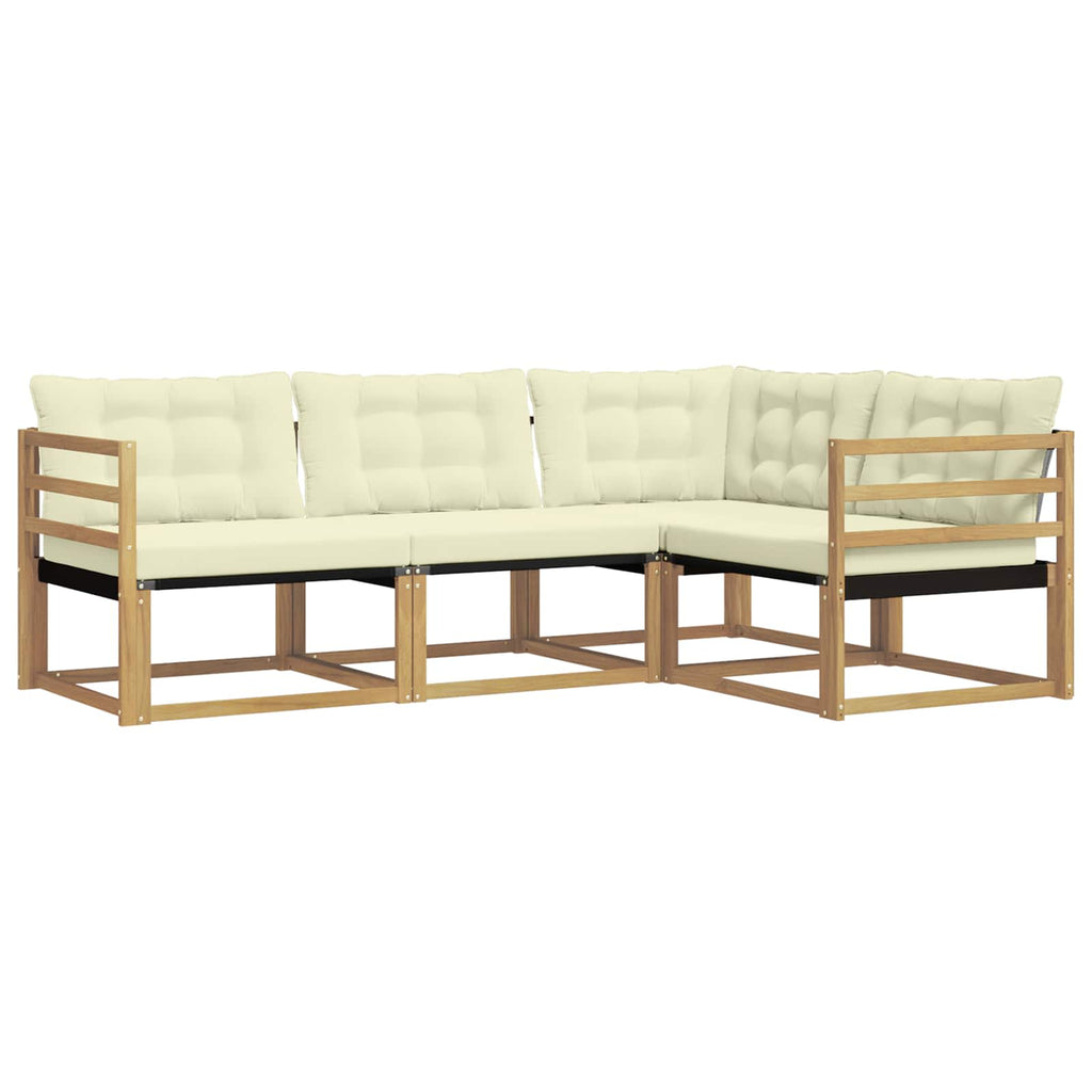 Outdoor-Sofagarnitur mit Kissen 4 pcs Weiß und Creme