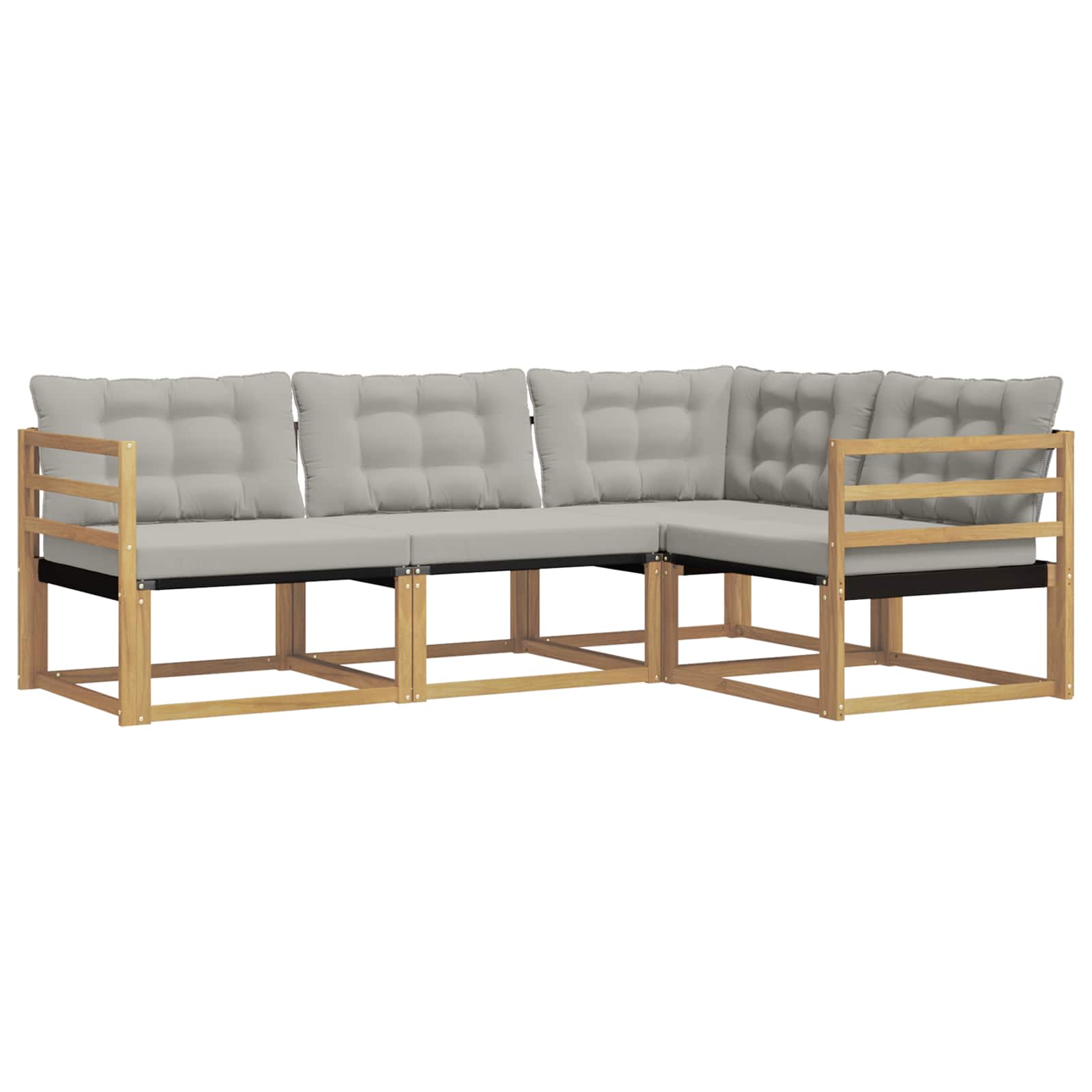 Outdoor-Sofagarnitur mit Kissen 4 pcs Weiß und Hellgrau