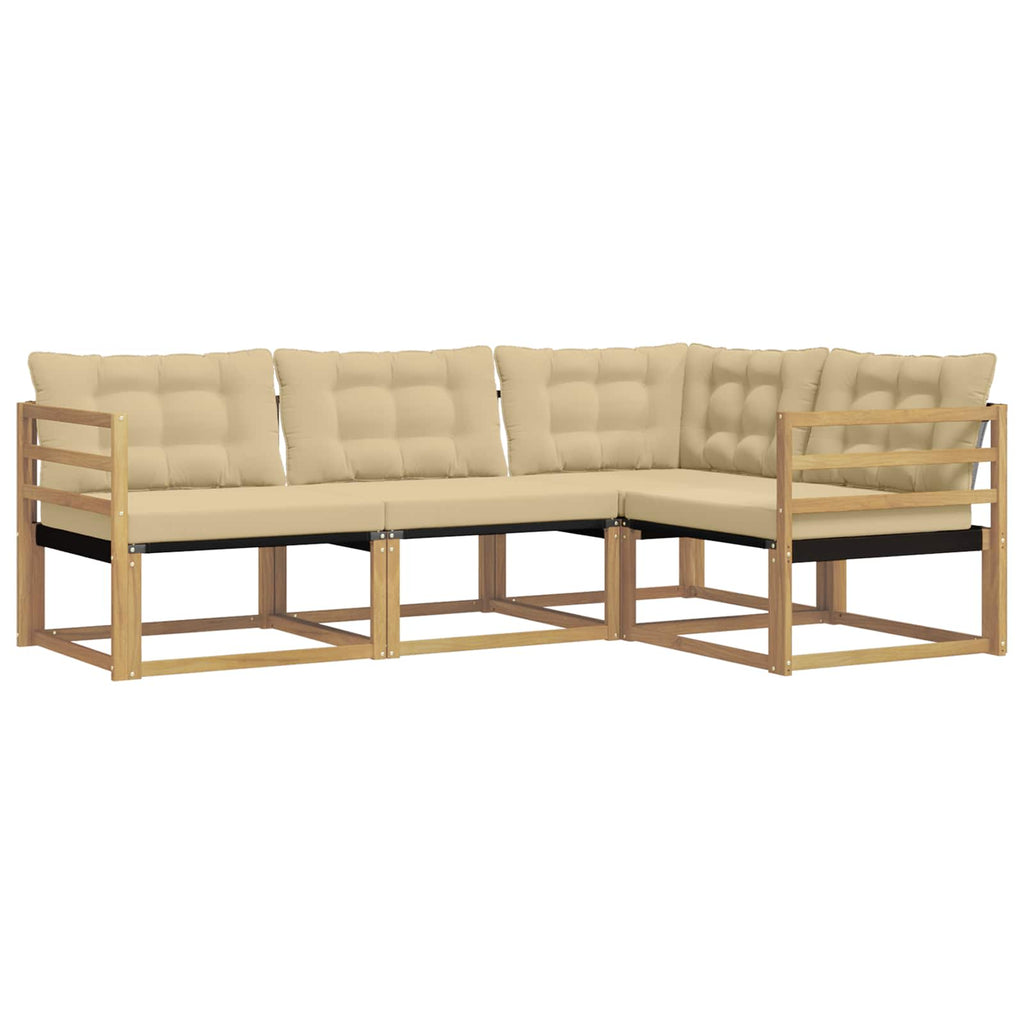 Outdoor-Sofagarnitur mit Kissen 4 pcs Weiß und Beige