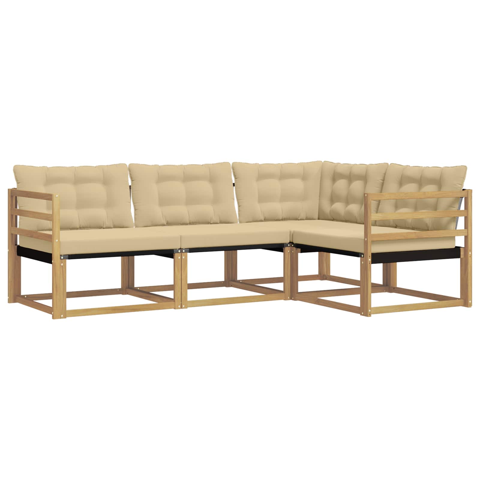 Outdoor-Sofagarnitur mit Kissen 4 pcs Weiß und Beige