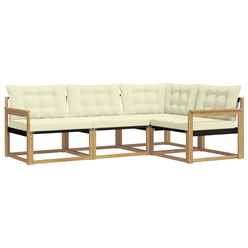 Outdoor-Sofagarnitur mit Kissen 4 pcs Weiß und Creme