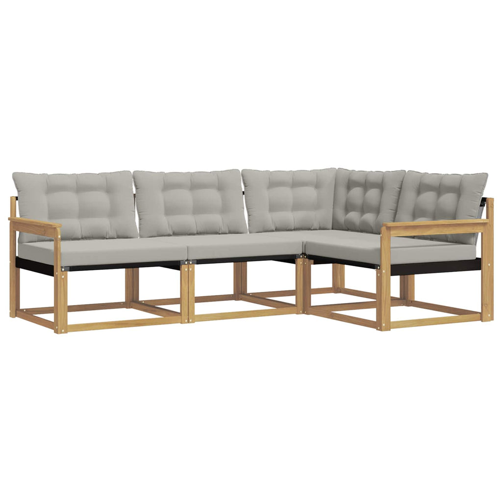 Outdoor-Sofagarnitur mit Kissen 4 pcs Weiß und Hellgrau