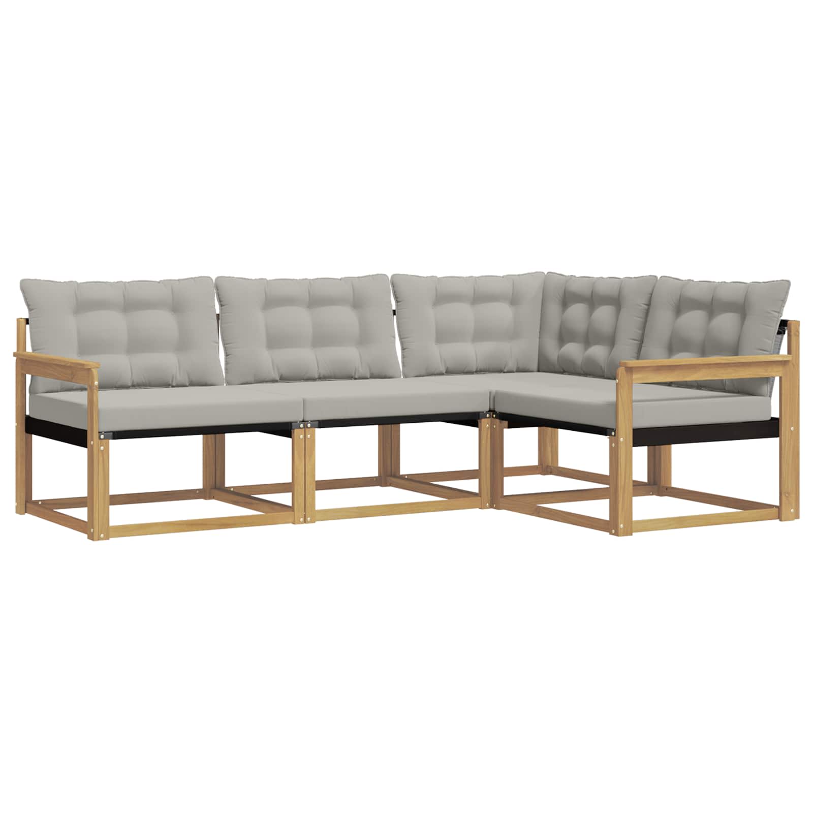 Outdoor-Sofagarnitur mit Kissen 4 pcs Weiß und Hellgrau