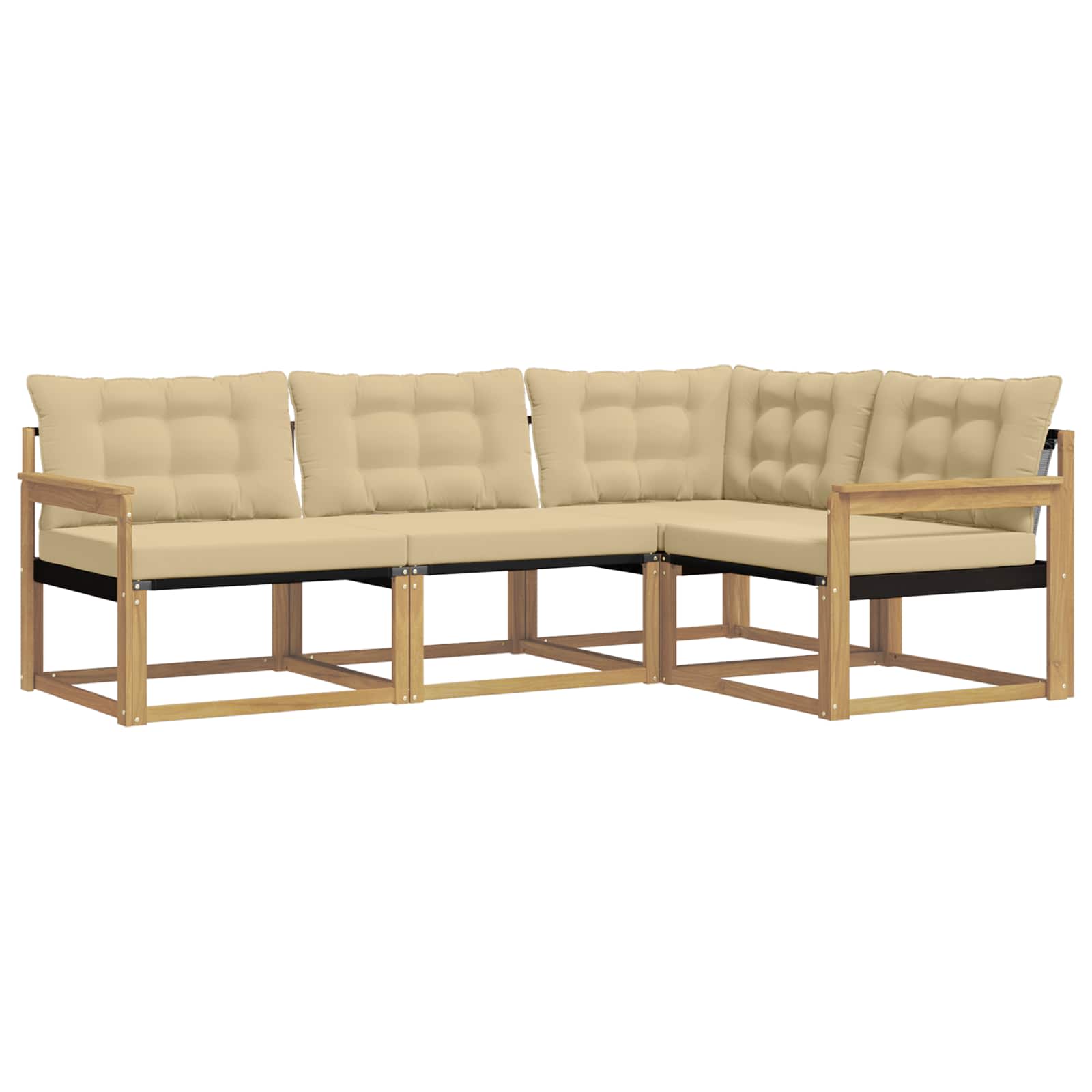 Outdoor-Sofagarnitur mit Kissen 4 pcs Weiß und Beige