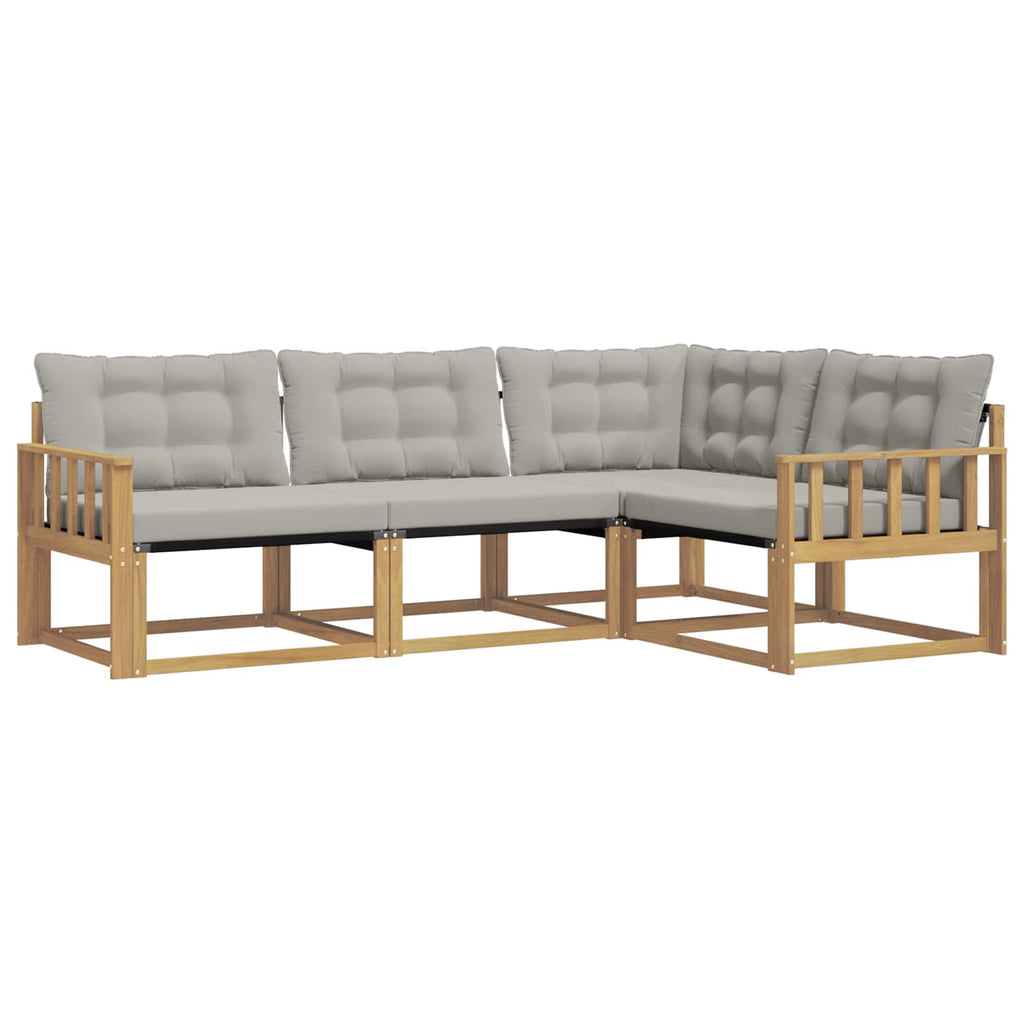 Outdoor-Sofagarnitur mit Kissen 4 pcs Weiß und Hellgrau