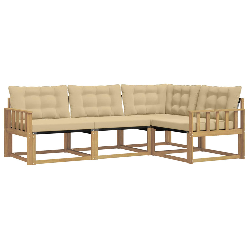 Outdoor-Sofagarnitur mit Kissen 4 pcs Weiß und Beige