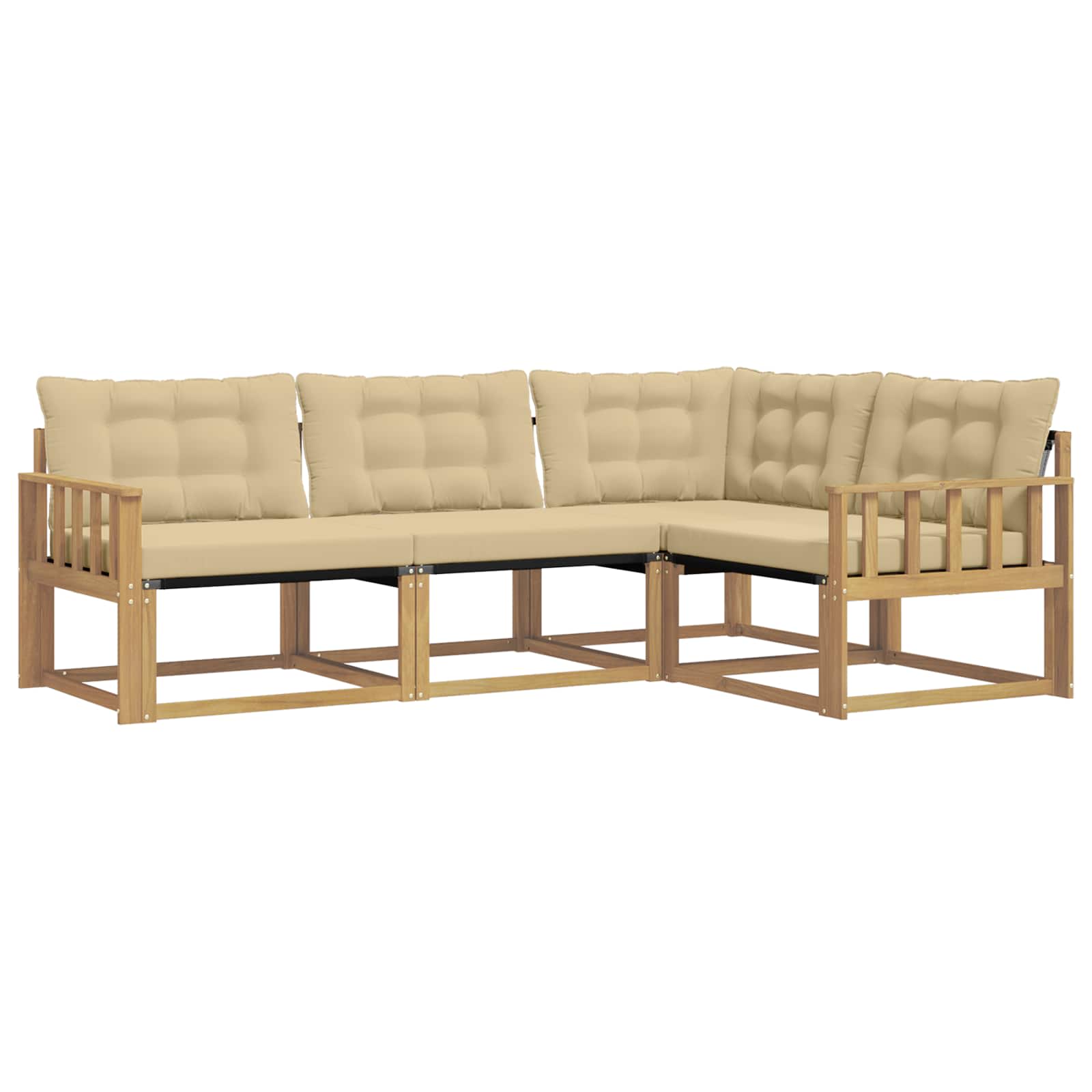 Outdoor-Sofagarnitur mit Kissen 4 pcs Weiß und Beige