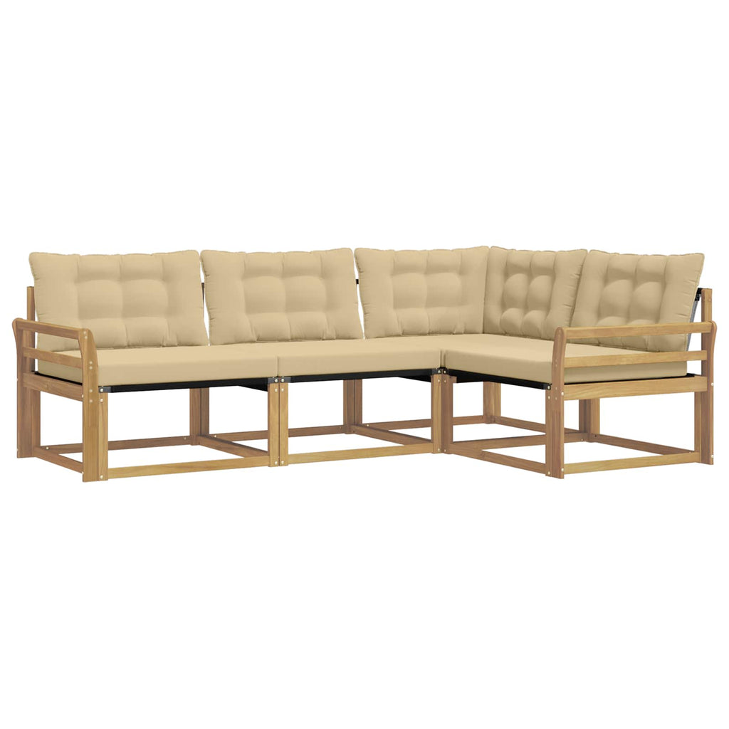 Outdoor-Sofagarnitur mit Kissen 4 pcs Weiß und Beige