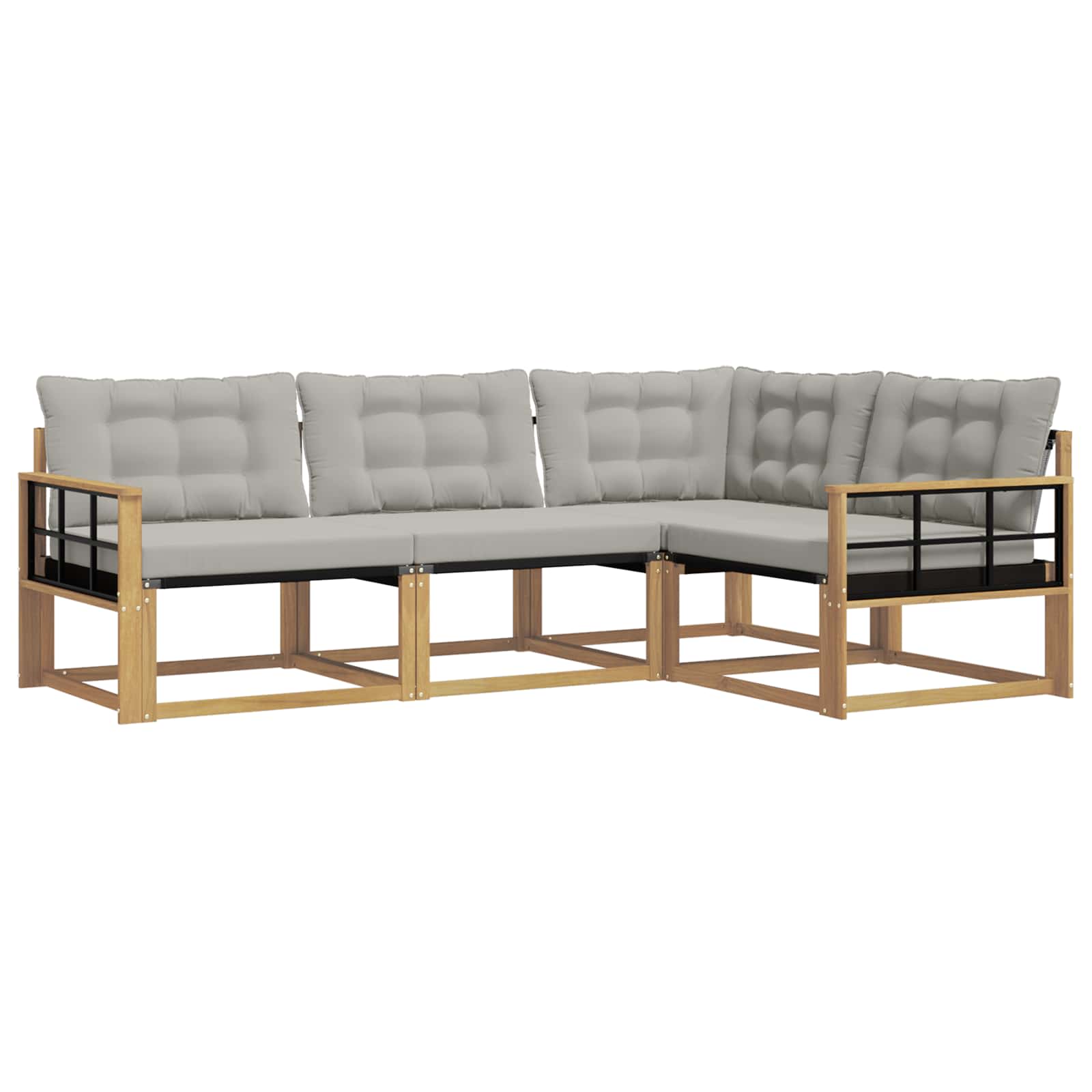 Outdoor-Sofagarnitur mit Kissen 4 pcs Weiß und Hellgrau