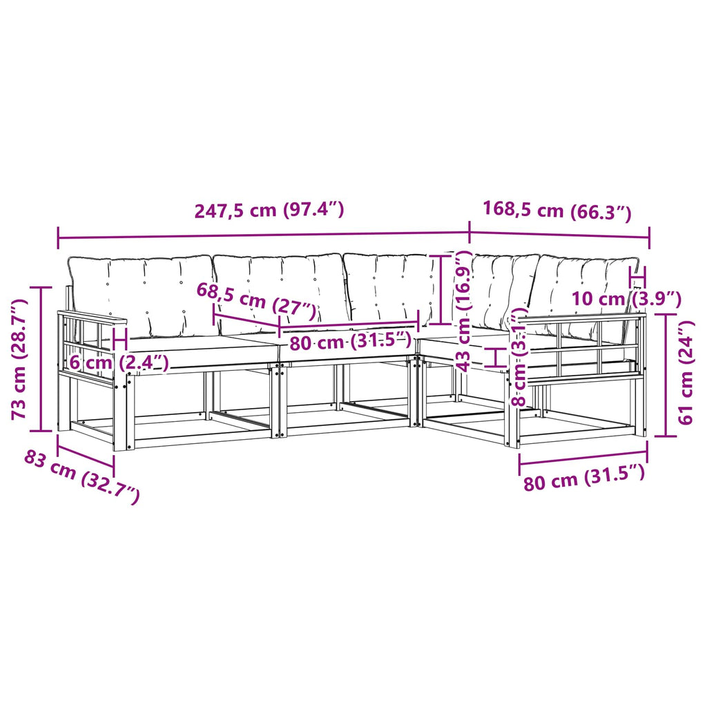 Outdoor-Sofagarnitur mit Kissen 4 pcs Weiß und Schwarz