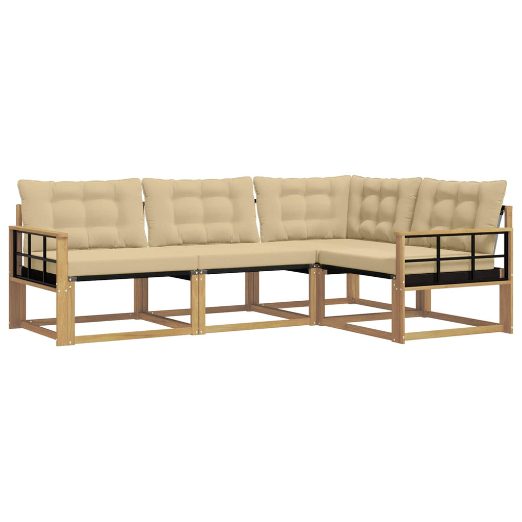 Outdoor-Sofagarnitur mit Kissen 4 pcs Weiß und Beige