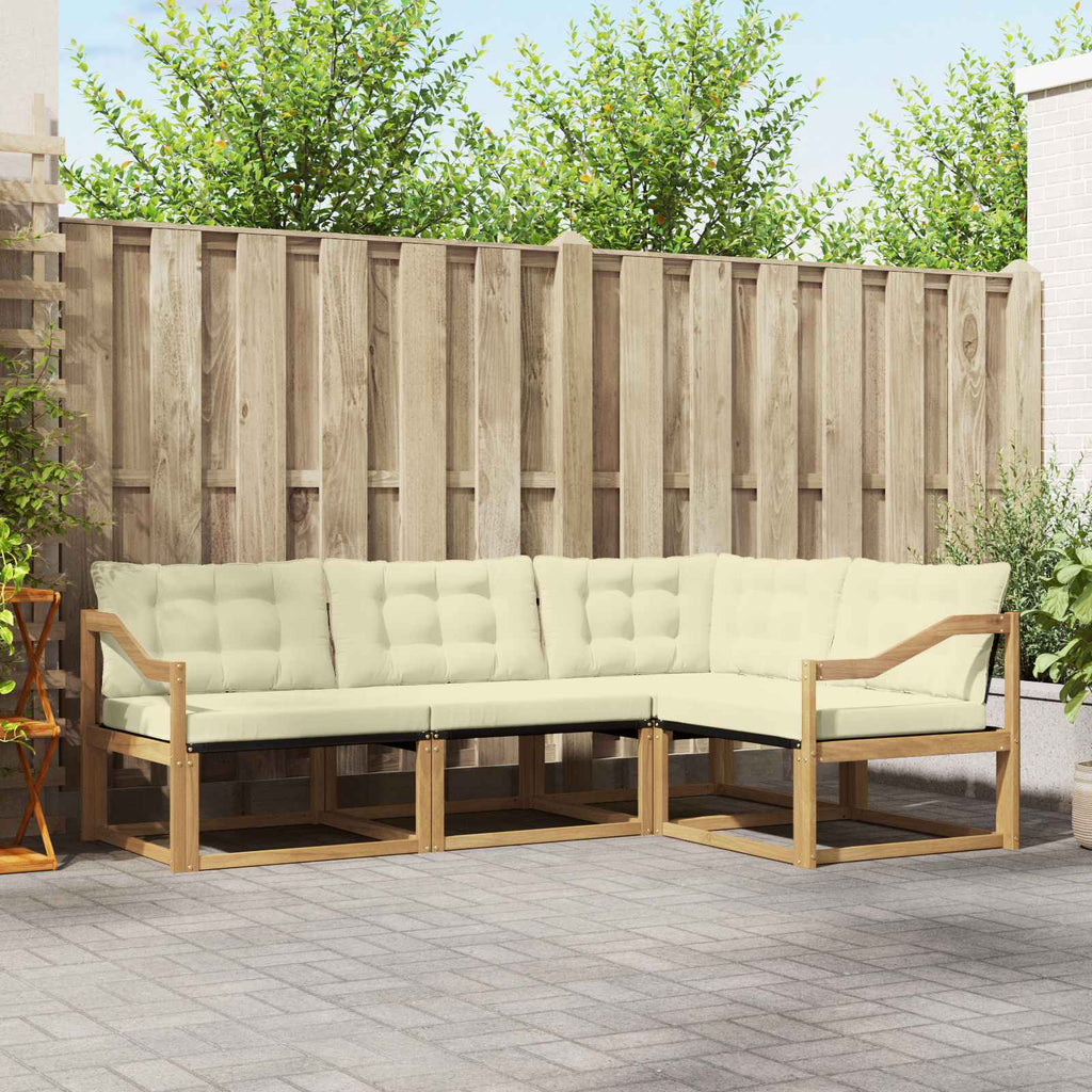 Outdoor-Sofagarnitur mit Kissen 4 pcs Weiß und Creme