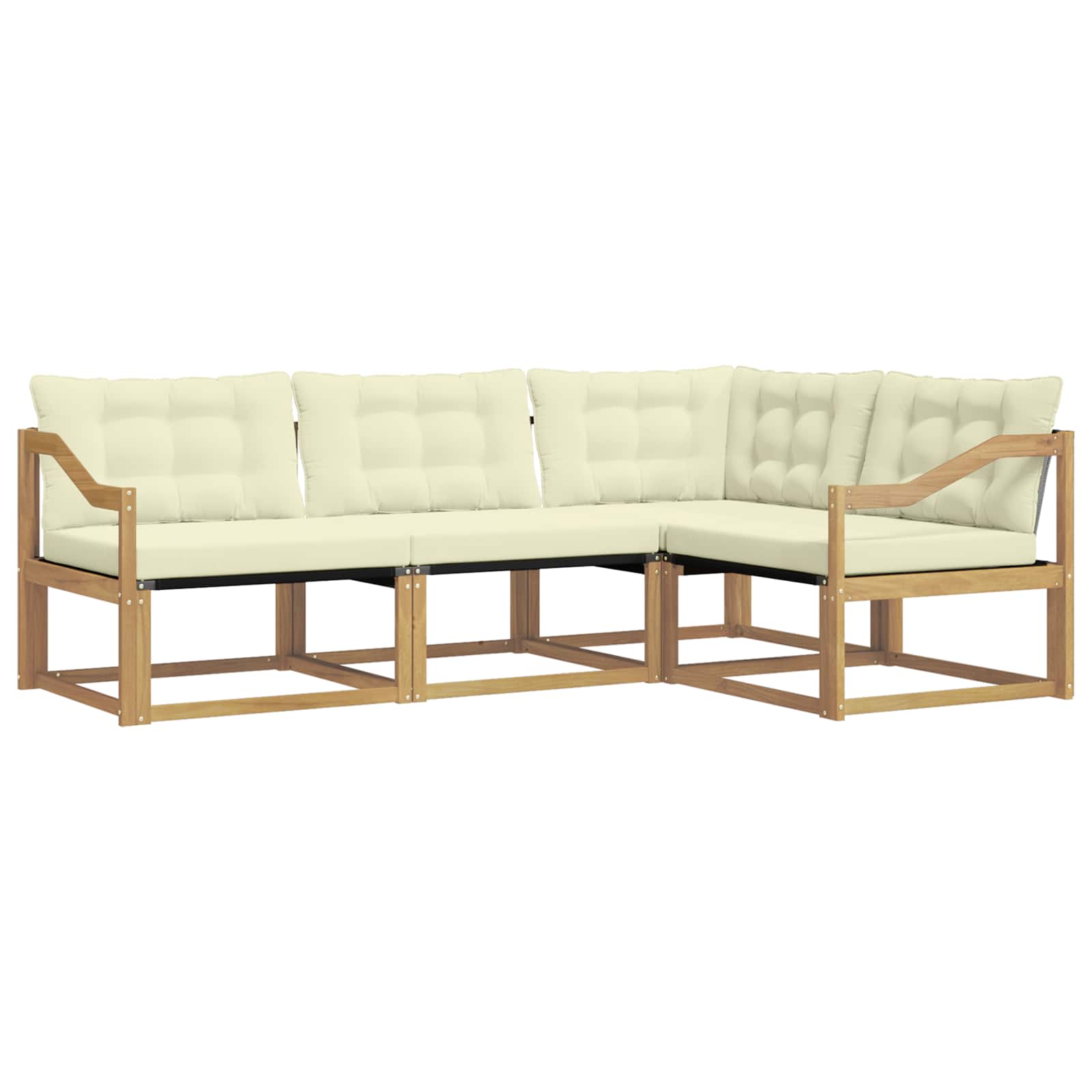 Outdoor-Sofagarnitur mit Kissen 4 pcs Weiß und Creme