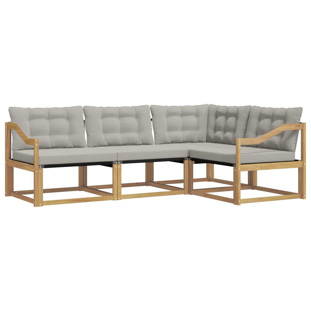 Outdoor-Sofagarnitur mit Kissen 4 pcs Weiß und Hellgrau