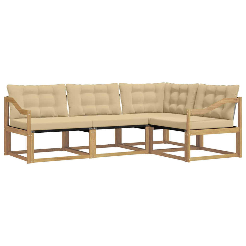 Outdoor-Sofagarnitur mit Kissen 4 pcs Weiß und Beige