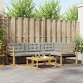 Outdoor-Sofagarnitur 5 pcs Weiß und Hellgrau 79 x 79 x 37 cm