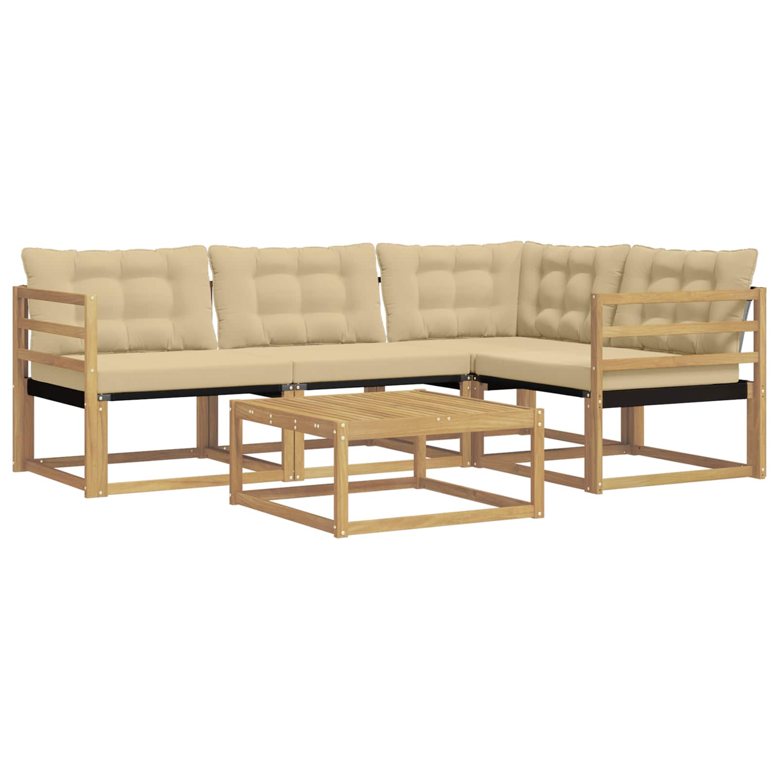 Outdoor-Sofagarnitur 5 pcs Weiß und Beige 79 x 79 x 37 cm