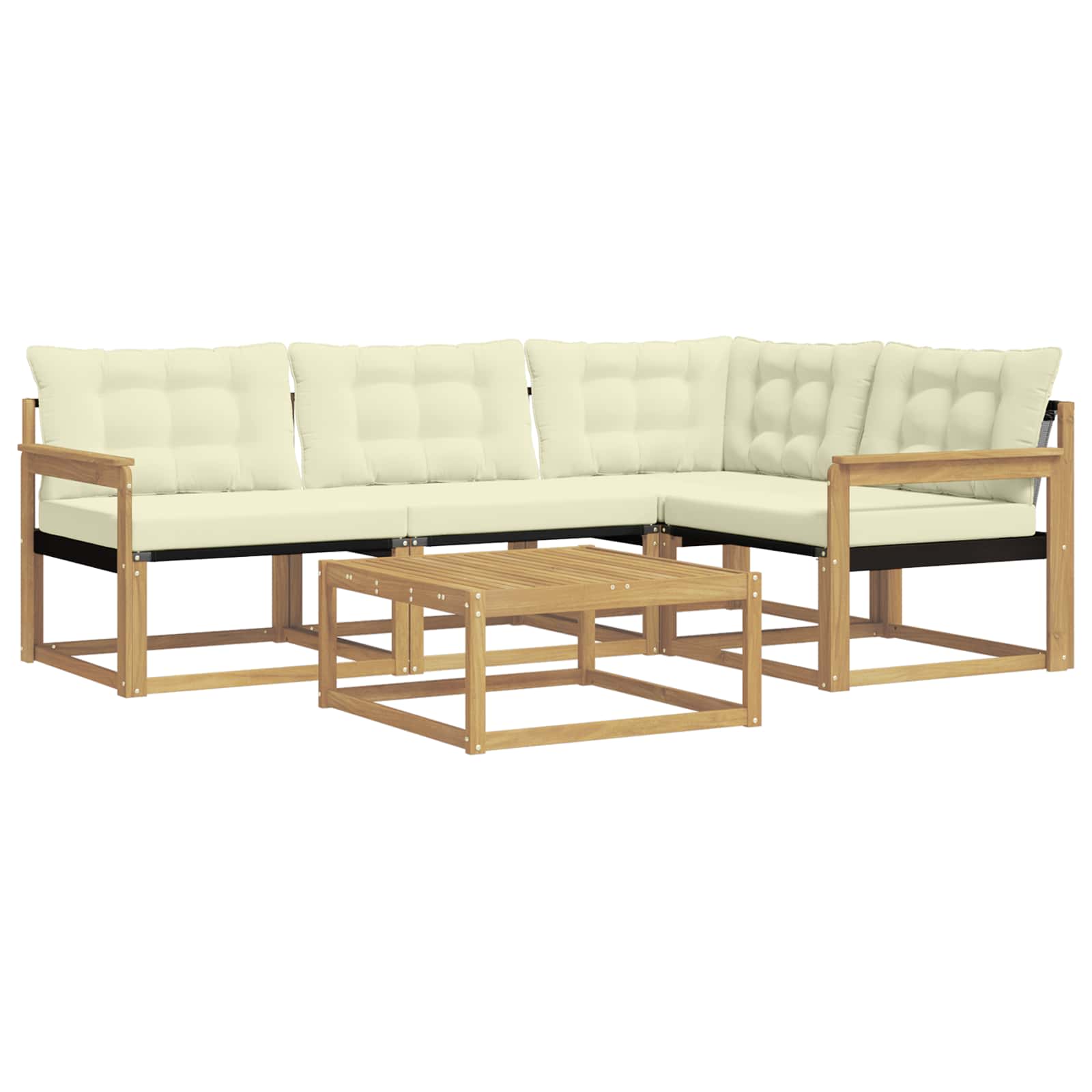 Outdoor-Sofagarnitur 5 pcs Weiß und Creme 79 x 79 x 37 cm