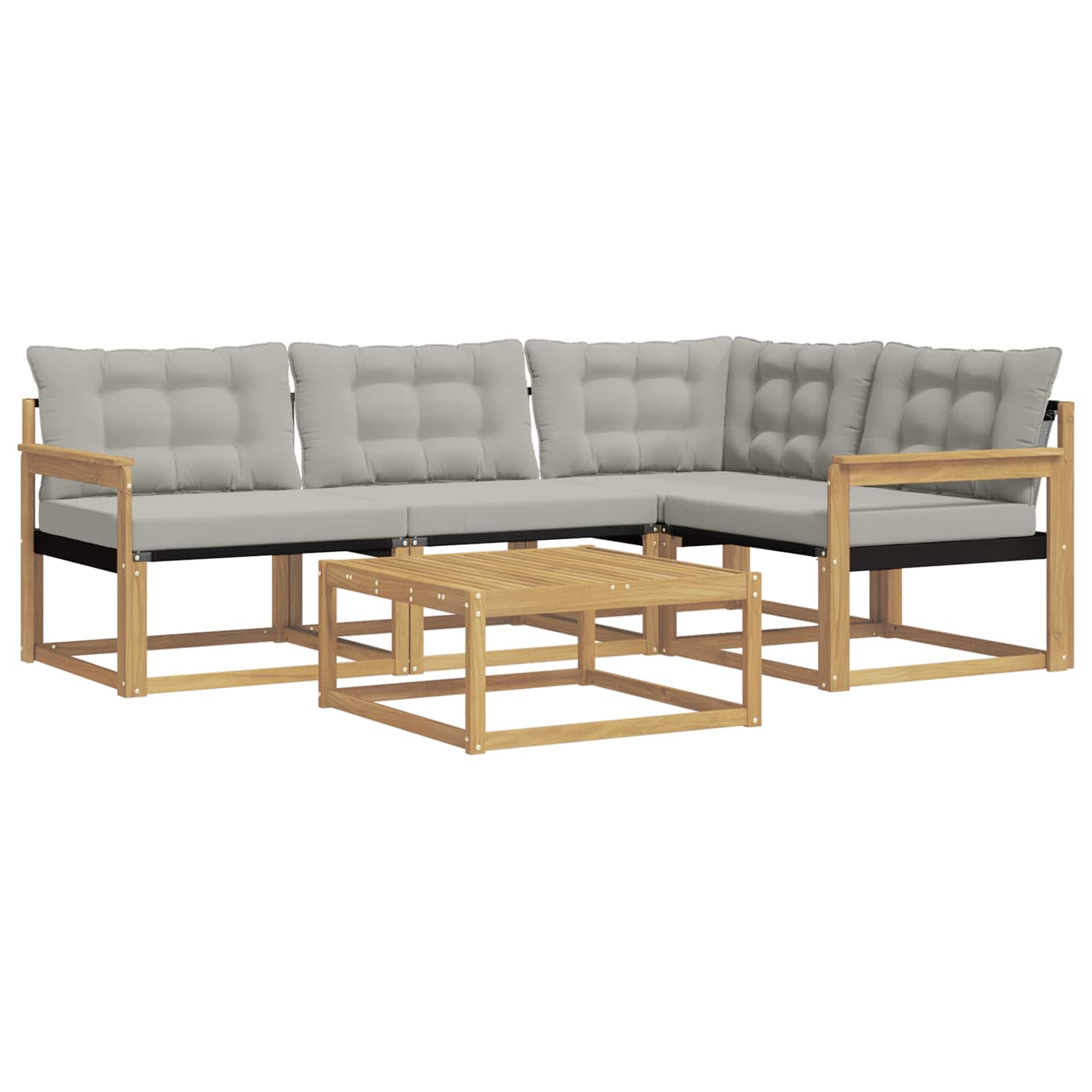 Outdoor-Sofagarnitur 5 pcs Weiß und Hellgrau 79 x 79 x 37 cm