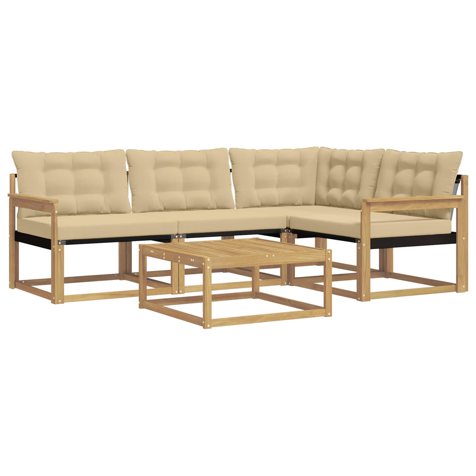 Outdoor-Sofagarnitur 5 pcs Weiß und Beige 79 x 79 x 37 cm