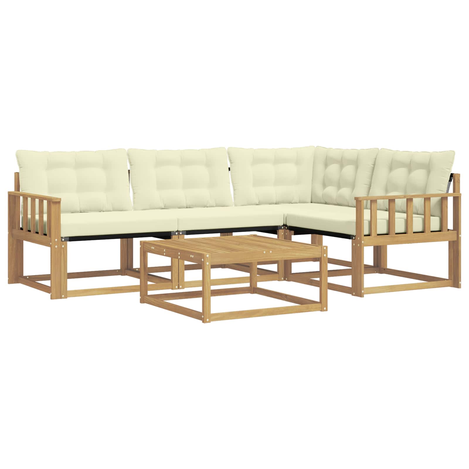 Outdoor-Sofagarnitur 5 pcs Weiß und Creme 79 x 79 x 37 cm