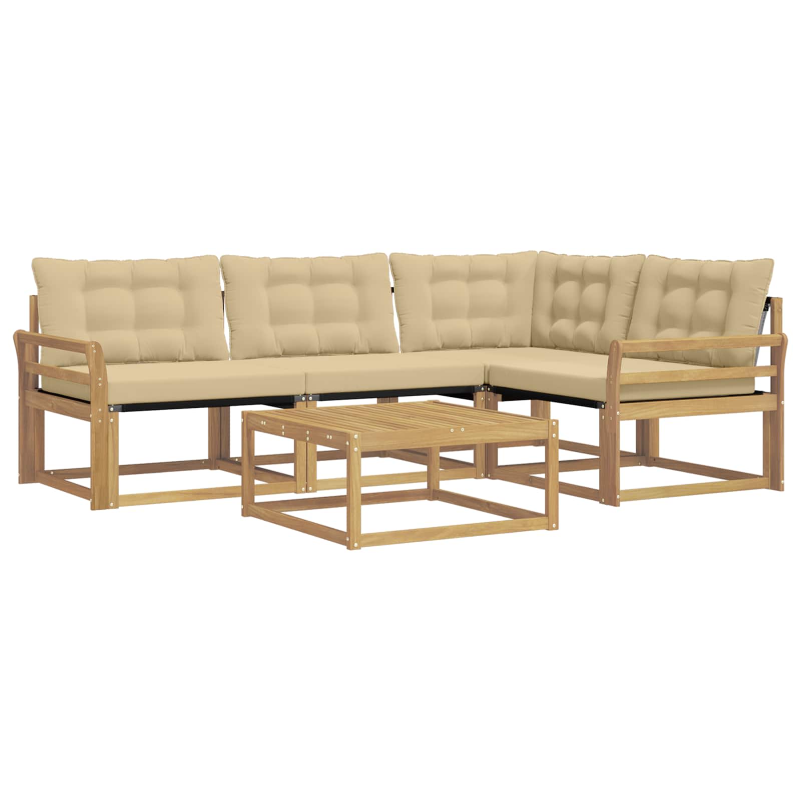 Outdoor-Sofagarnitur 5 pcs Weiß und Beige 79 x 79 x 37 cm