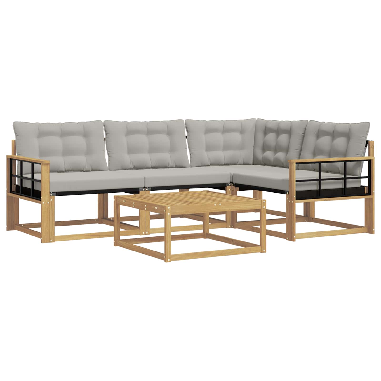 Outdoor-Sofagarnitur 5 pcs Weiß und Hellgrau 79 x 79 x 37 cm