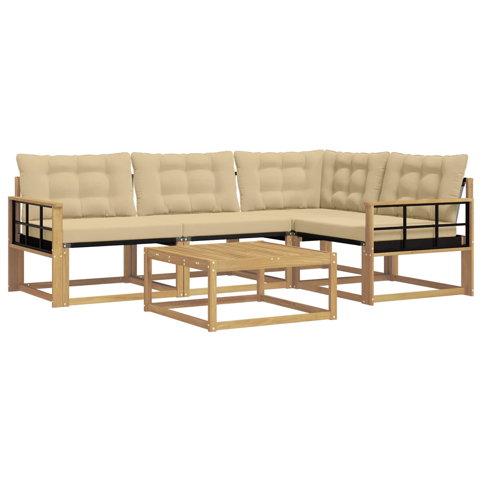 Outdoor-Sofagarnitur 5 pcs Weiß und Beige 79 x 79 x 37 cm
