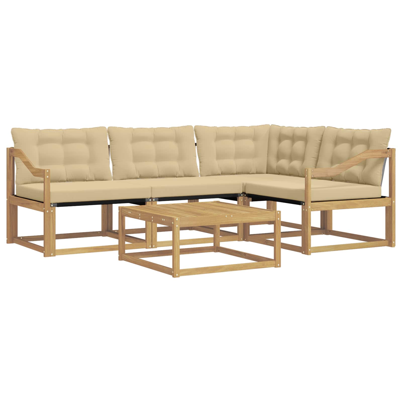 Outdoor-Sofagarnitur 5 pcs Weiß und Beige 79 x 79 x 37 cm
